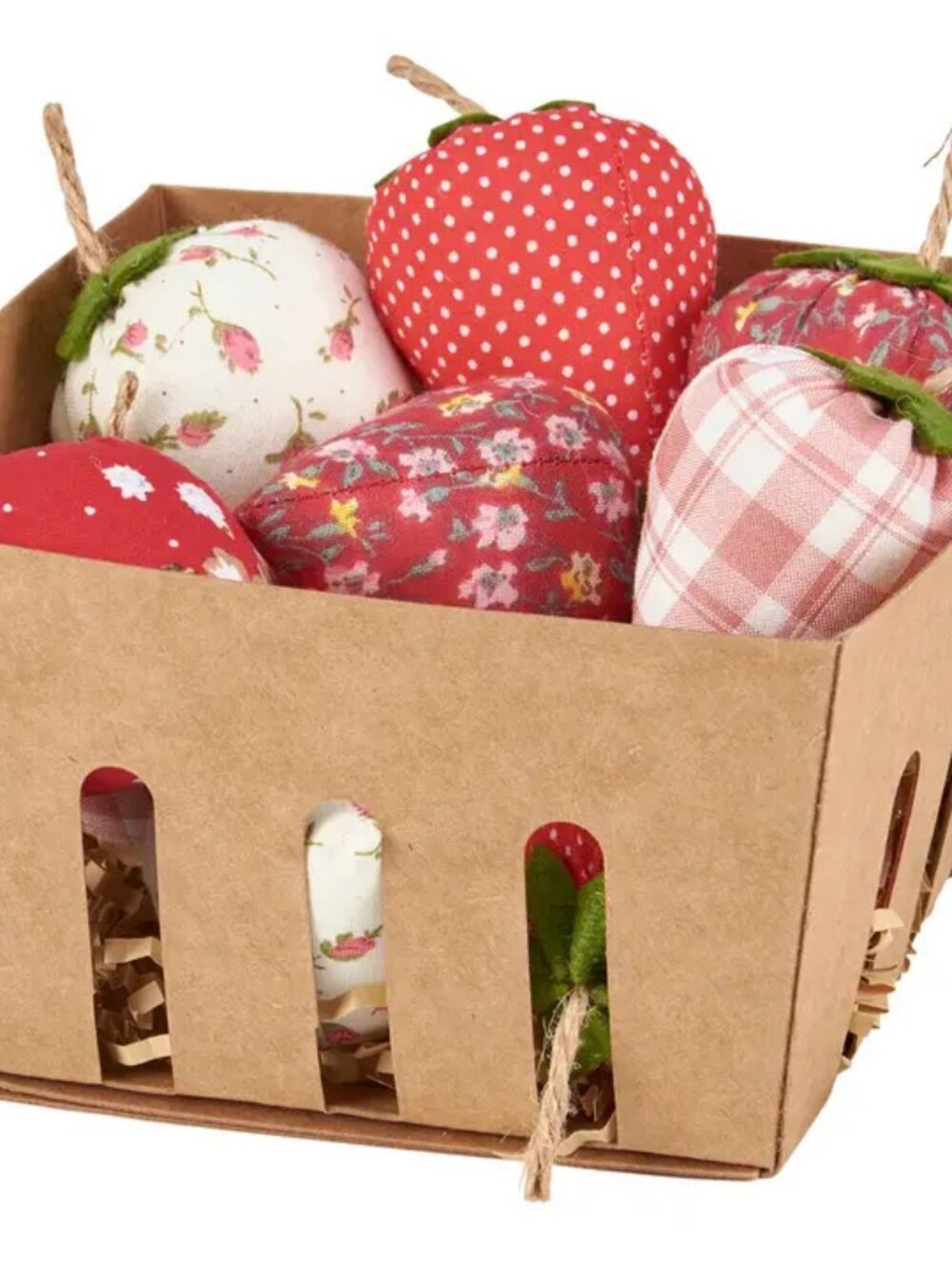 Fabric Strawberries in Basket NEW